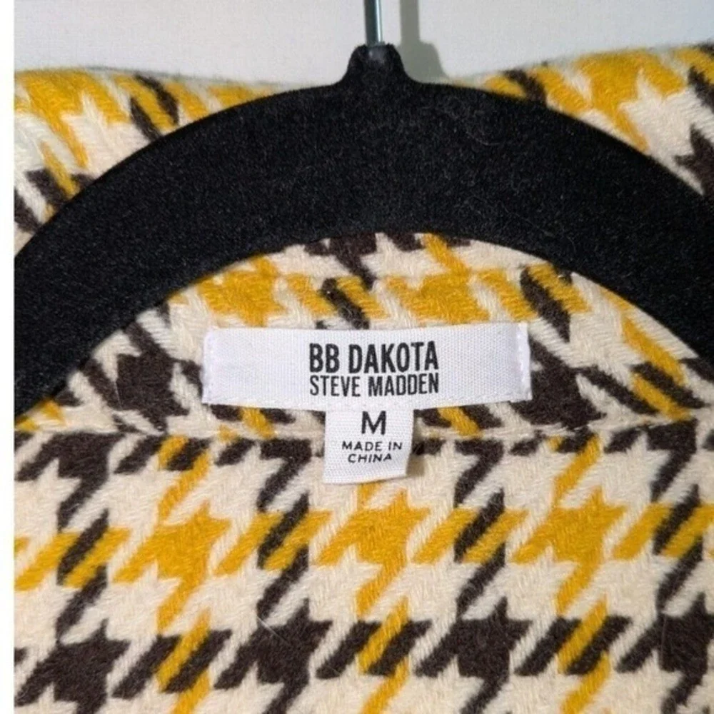 BB‎ Dakota Shacket Womens Medium Houndstooth Snaps Wool Blend Jacket Shirt Fall